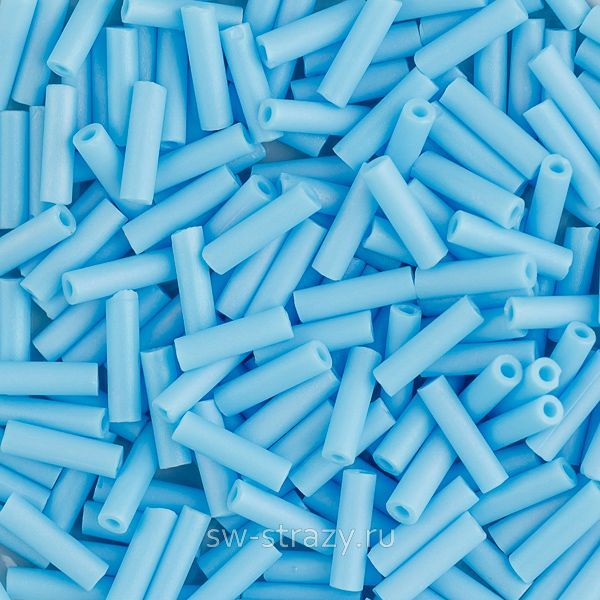 Стеклярус 6x1,7 mm 413FR Opaque Turquoise Blue Matted AB