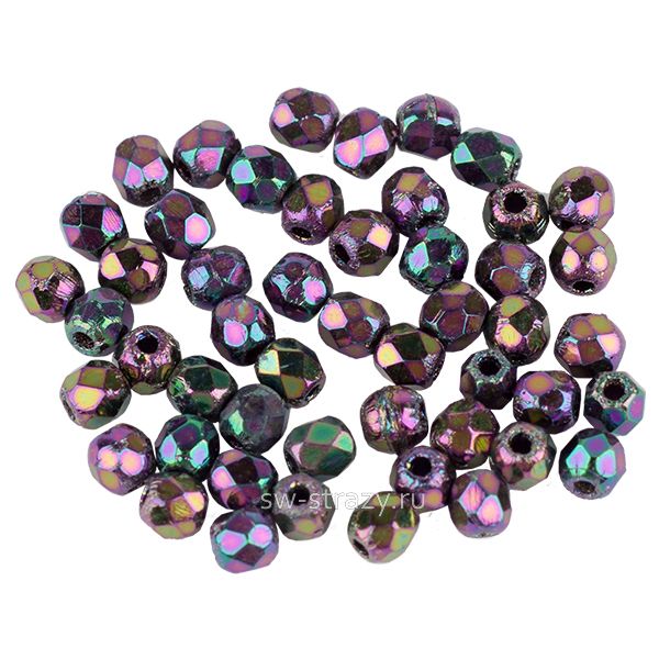 Бусины граненые Firepolished 2 мм Фиолетовые ирис (21495JT)