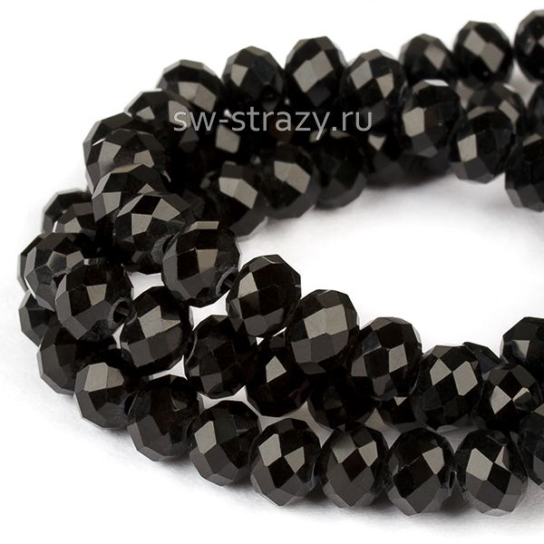 Бусины граненые Rondelle 6 мм черн.керамика (2), 1 нить