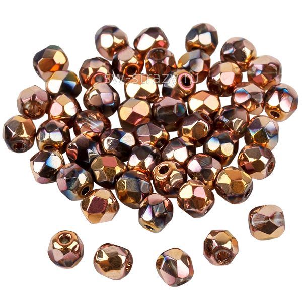 Бусины граненые Firepolished 3 мм медный ирис (105)