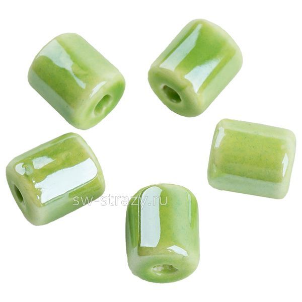 Бусина керамическая бочонок 7х4,5 мм салатовая