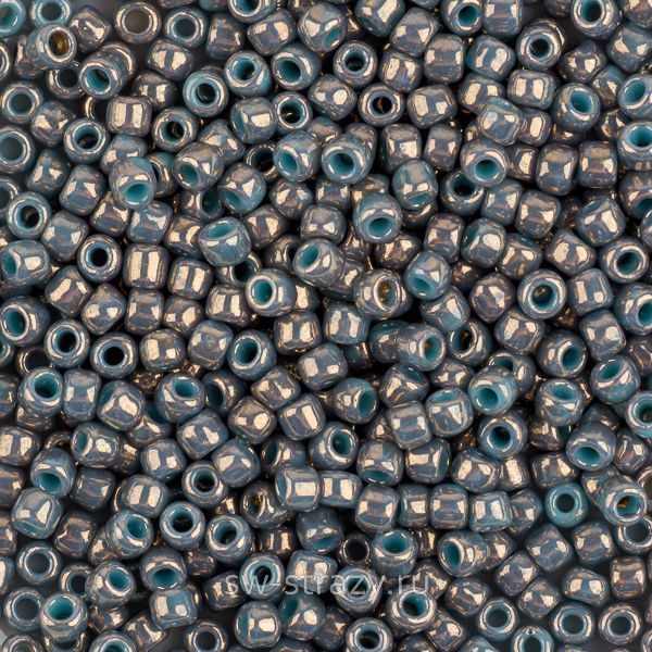 Бисер круглый 11/0 #1703 Мраморный бирюзовый позолоченный 24К