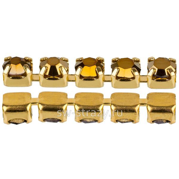 Стразовая цепь 2 мм  Mine Gold\gold