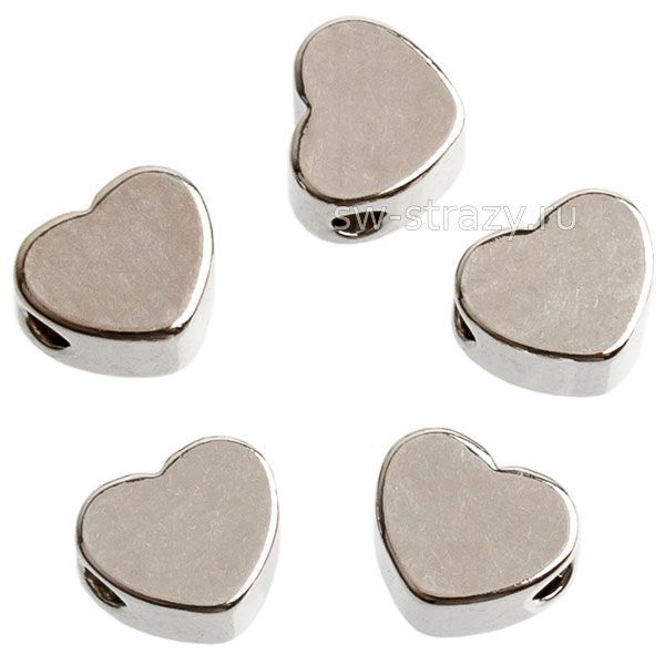 Бусина-сердечко 5х4,5 мм серебро