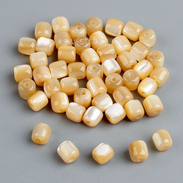 Бусина-бочонок из перламутра 3,5 мм бежевая