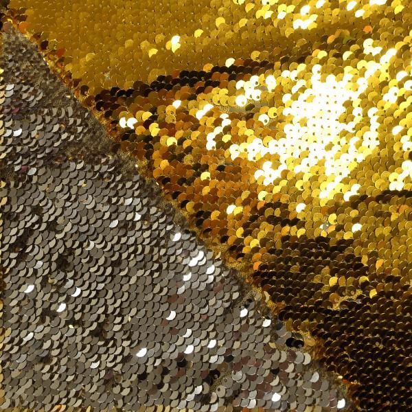 Пайеточная ткань золото\серебро (65 см)