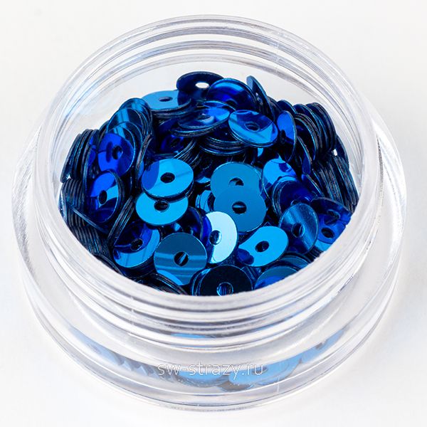 Пайетки 3 mm плоские (6121) Blue Elettrico MT 3 гр