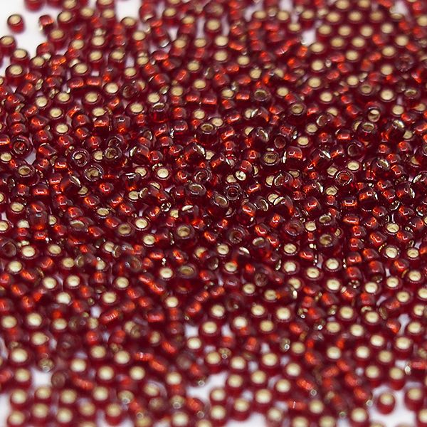 Бисер круглый 15/0 #0025D Внутреннее серебрение, гранат