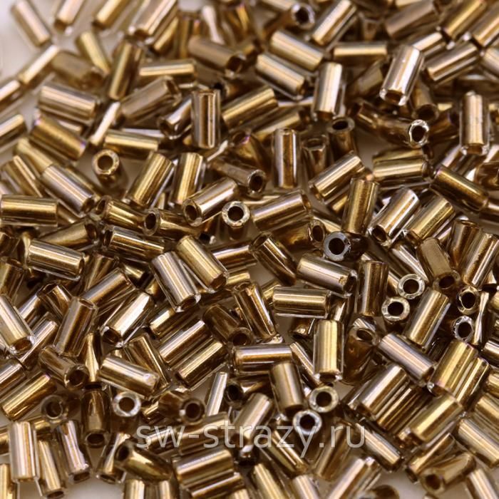 Бисер стеклярус 3 mm #0989 хрусталь,внутренняя позолота