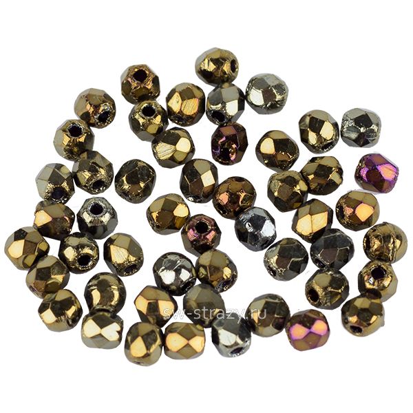 Бусины граненые Firepolished 2 мм Коричневые ирис (21415JT)