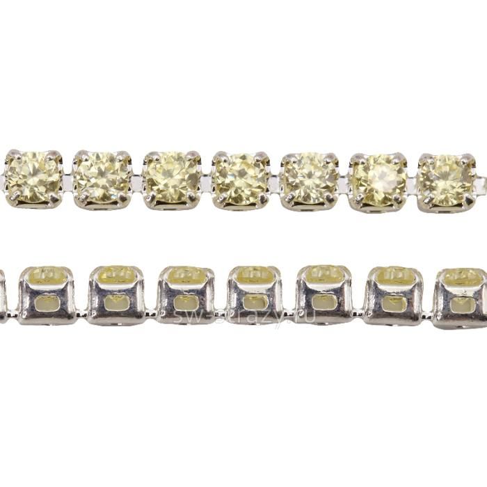 Стразовая цепь с фианитами 1,7 мм  Golden yellow\silver (5)