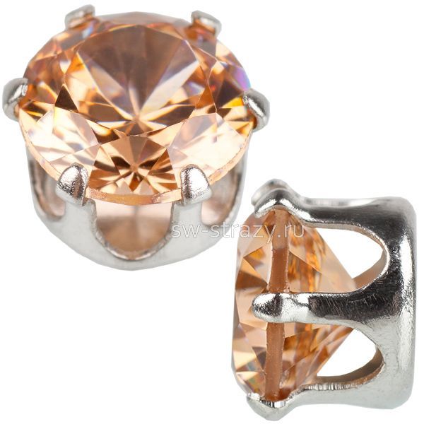 Циркон круглый в оправе  6 мм Champagne