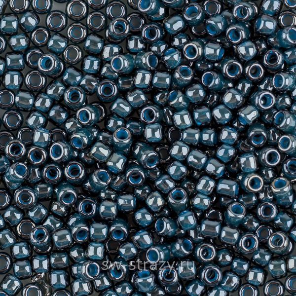 Бисер круглый 11/0 #0374 Прозрачный глянцевый окрашен изнутри изумруд\деним