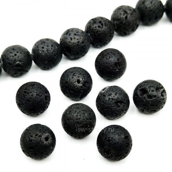Бусина из вулканической лавы 12 мм