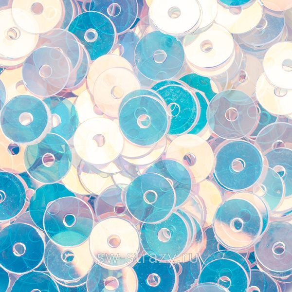 Пайетки плоские 5 мм прозрачные с АВ (3гр)