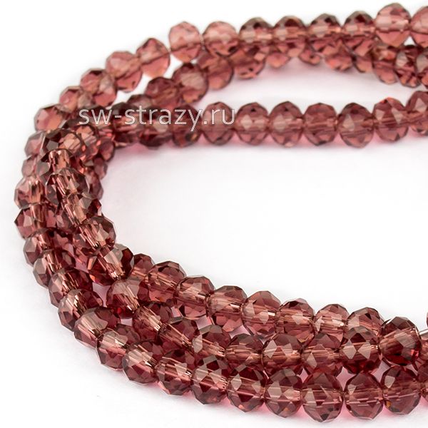 Бусины граненые Rondelle 3 мм сиреневый прозрачный (№12), 1 нить