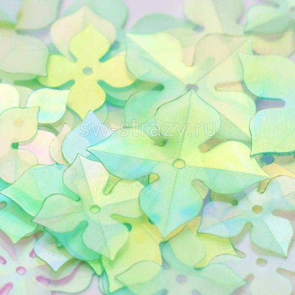 Микс пайеток-цветочков светло-зеленый (1 гр)