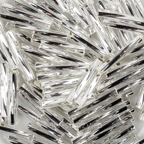 Twisted Bugle 2х12 mm 0001 Crystal Silver Lined