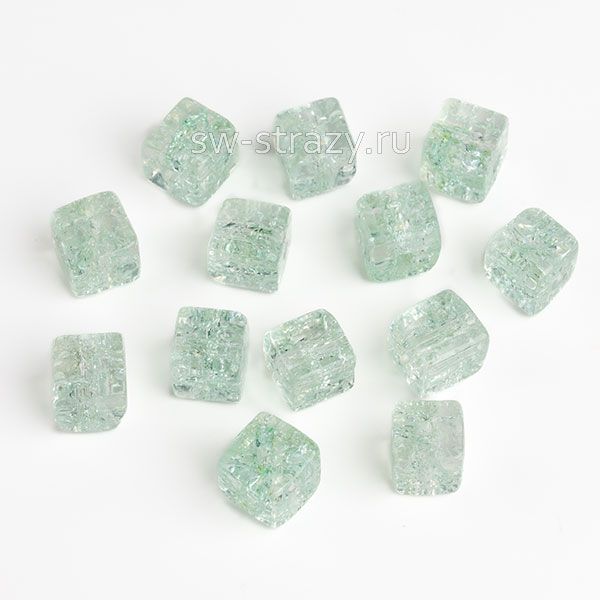 Бусина-куб из кварца 6 мм светло-зеленая*
