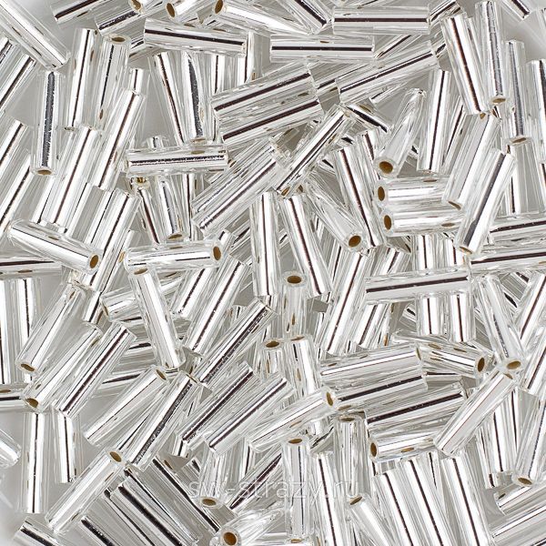 Стеклярус 6x1,7 mm 0001 Crystal Silver Lined