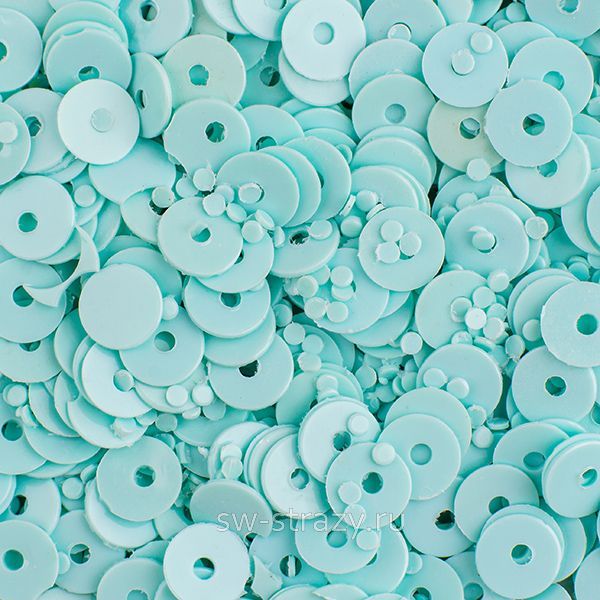 Пайетки плоские 4 мм мятно-голубые (3гр)