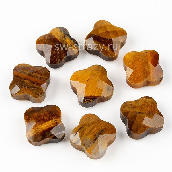 Бусина-клевер из тигрового глаза 13х13*