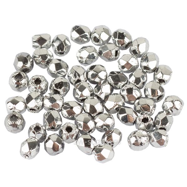Бусины граненые Firepolished 2 мм Серебро (27000CR)